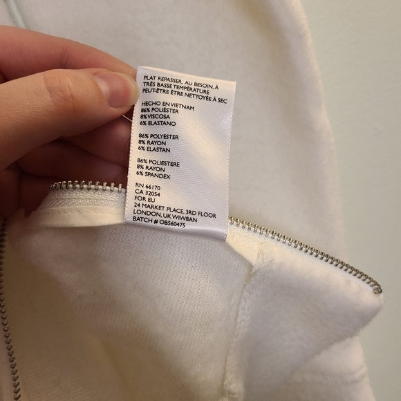 BDG Urban Outfitters White Crew Neck Pullover Sweater Size XS Side Zipper Fleece - Picture 9 of 10